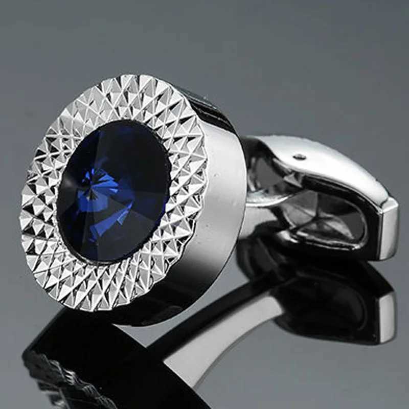 New luxury design hand woven round zircon crystal cufflinks for high-end mens French shirt cufflinks W241109