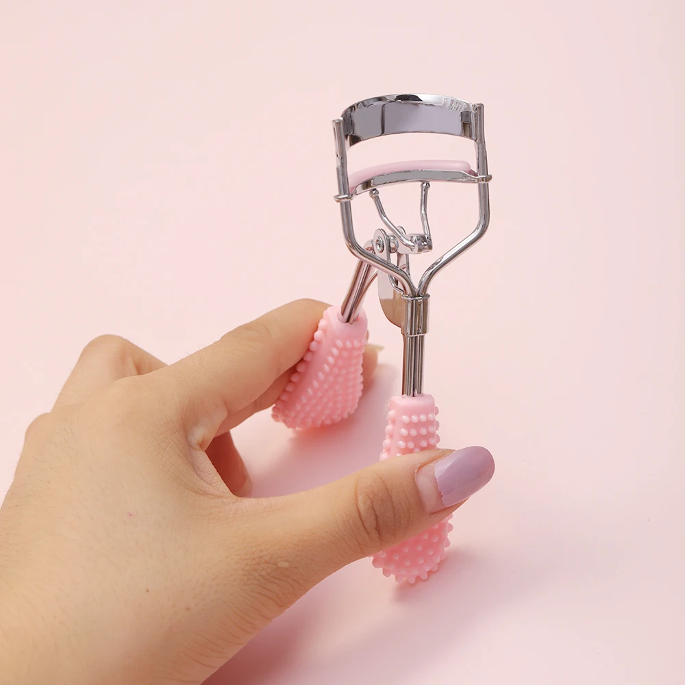 Sell Woman Sier Hot Eyelashes Curler Supplementer Clip with Pink Handle Lash Curler Lash Lift Tool Beauty Eyelashes Tools smile
