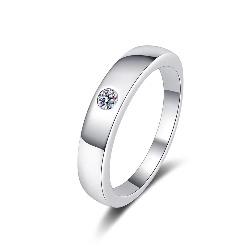 Moissanite Trendy Solitaire 0.1ct Ring Women Men S Sier D Color Round Moissanite Dia Engagement Ring Pass Tester Gift smile