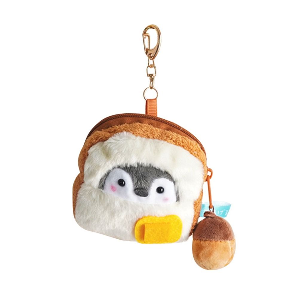 Bread Breakfast Series Penguin Pendant Cute Sausage Milk Squeak Keychain Earphone Bag Japanese Style Plush Coin Purse Travel