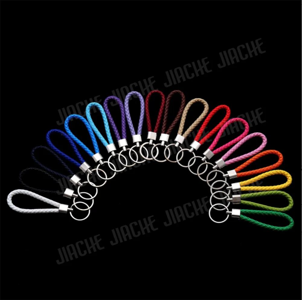 Leather Braided 1PC Unisex Rope Handmade Waven Keychain Leather Key Chain Ring Holder for Car Keyrings Men Women KeyChains New smile