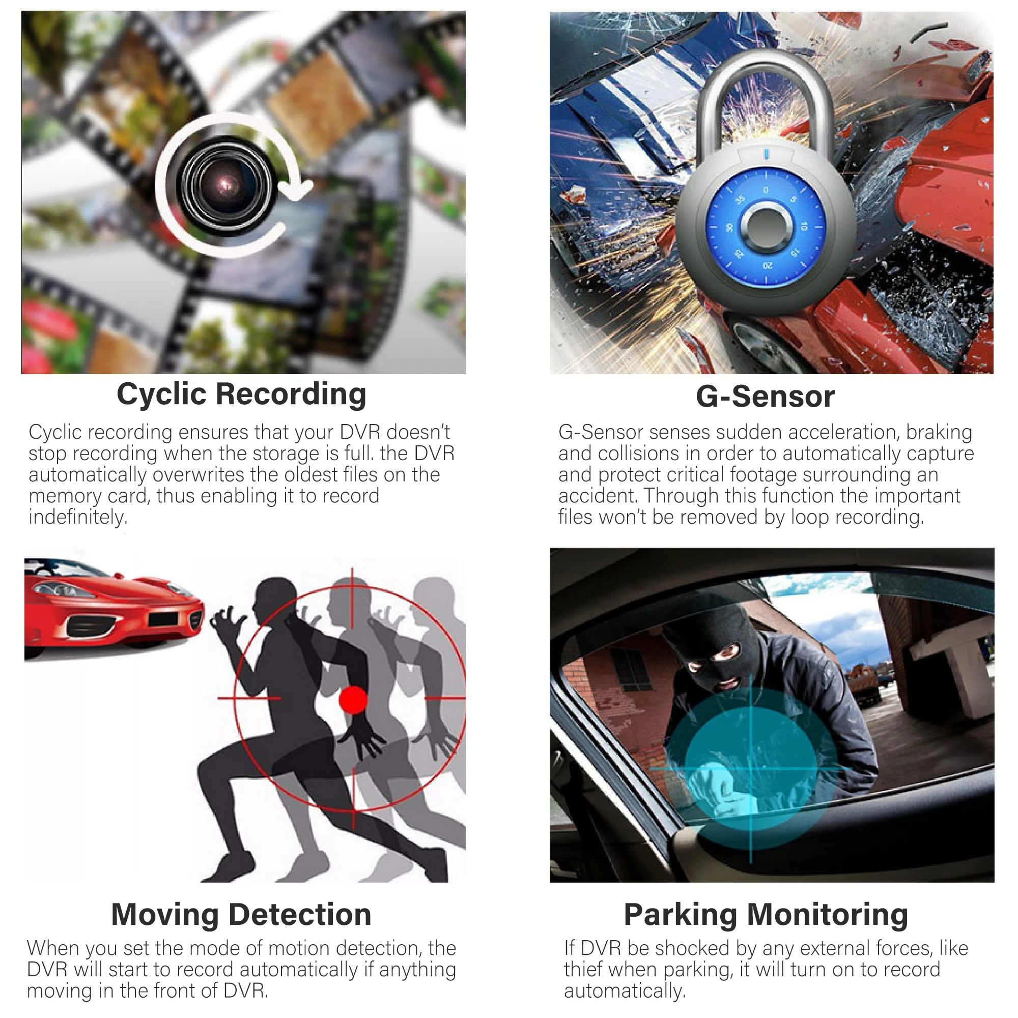 4.0 Full Cam Dash HD ddmysmile 1080P Car DVR Rear View Vehicle Camera Video Recorder Black Box Auto Dashcam Car Accessories Multi-Language Smile