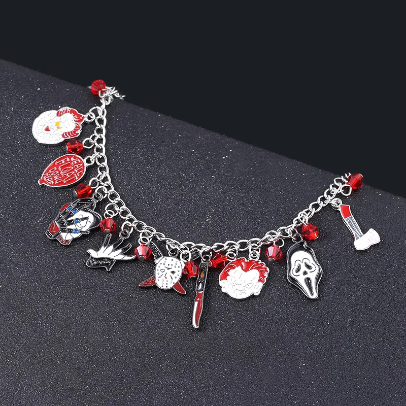 ddmysmile Face Pennywise Chucky Halloween Charms Bracelet Horror Movie Bangles Men Jewelry Gift Smile
