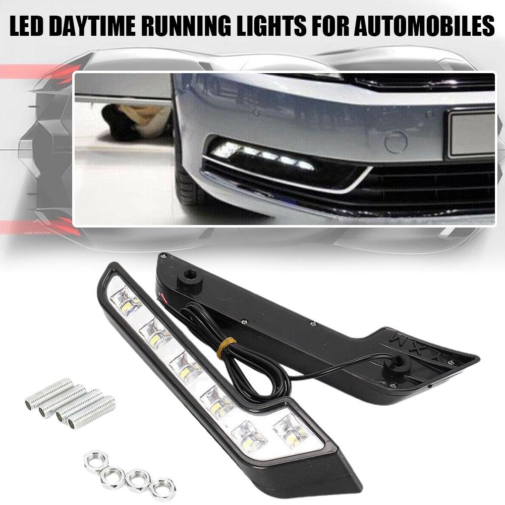 2Pcs Universal LED Car Daytime Running Light 6LED 12V L-shaped DRL White Light 660LM Waterproof Driving Fog Lights Accessories