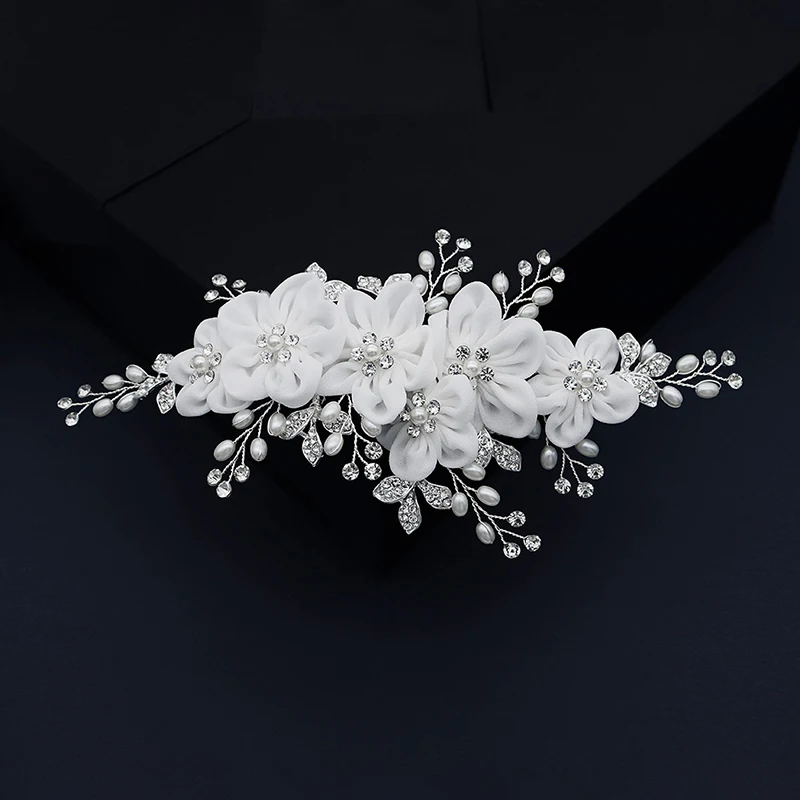 Wedding Hair Accessories Bridal Crystal Rhinestone Flower Hair Clips for Women Hairpin Pearl Barrette Bride Headpiece Jewelry smile