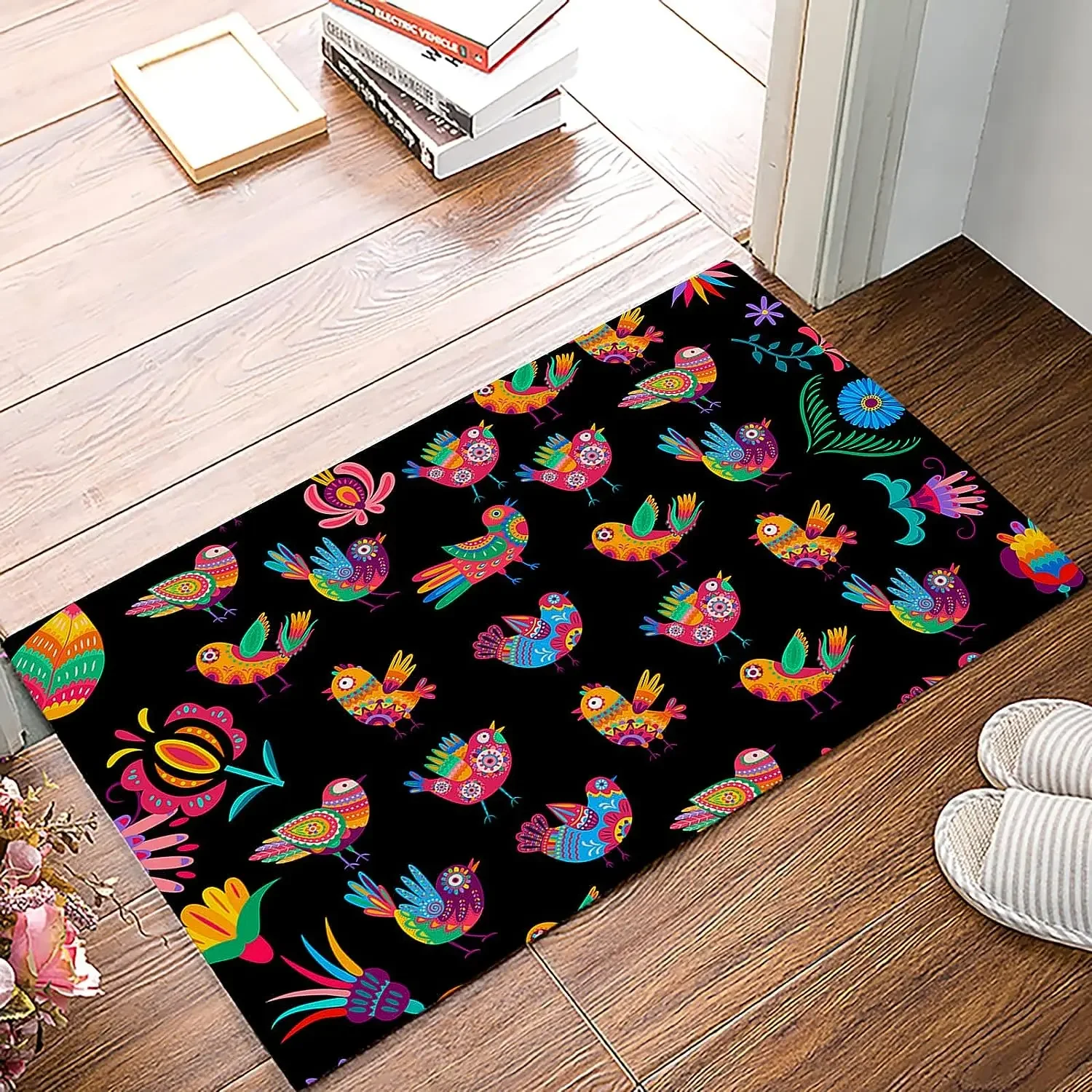 The ddmysmile Mexican Day Of Dead Entrance Doormat Decor Kitchen Hallway Balcony Runners Rug Living Room Carpet Bedroom Non-Slip Floor Mat Smile