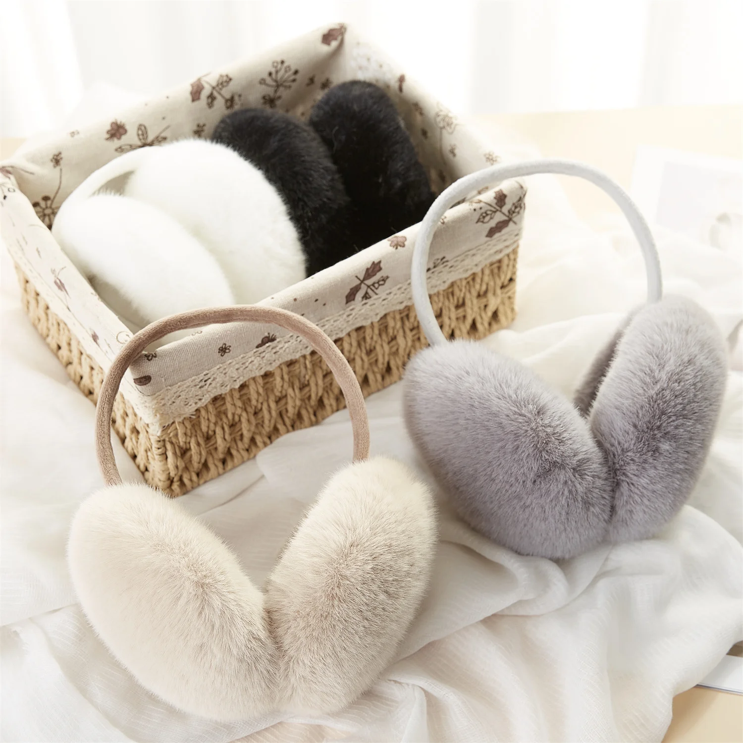 Quality Earmuffs High 1 Faux Rabbit Fur Hang Ear Cover Warm Winter ddmysmile Headwear Ear Muffs Fur Earmuffs Unisex Adult Ear Warmer Fold Smile