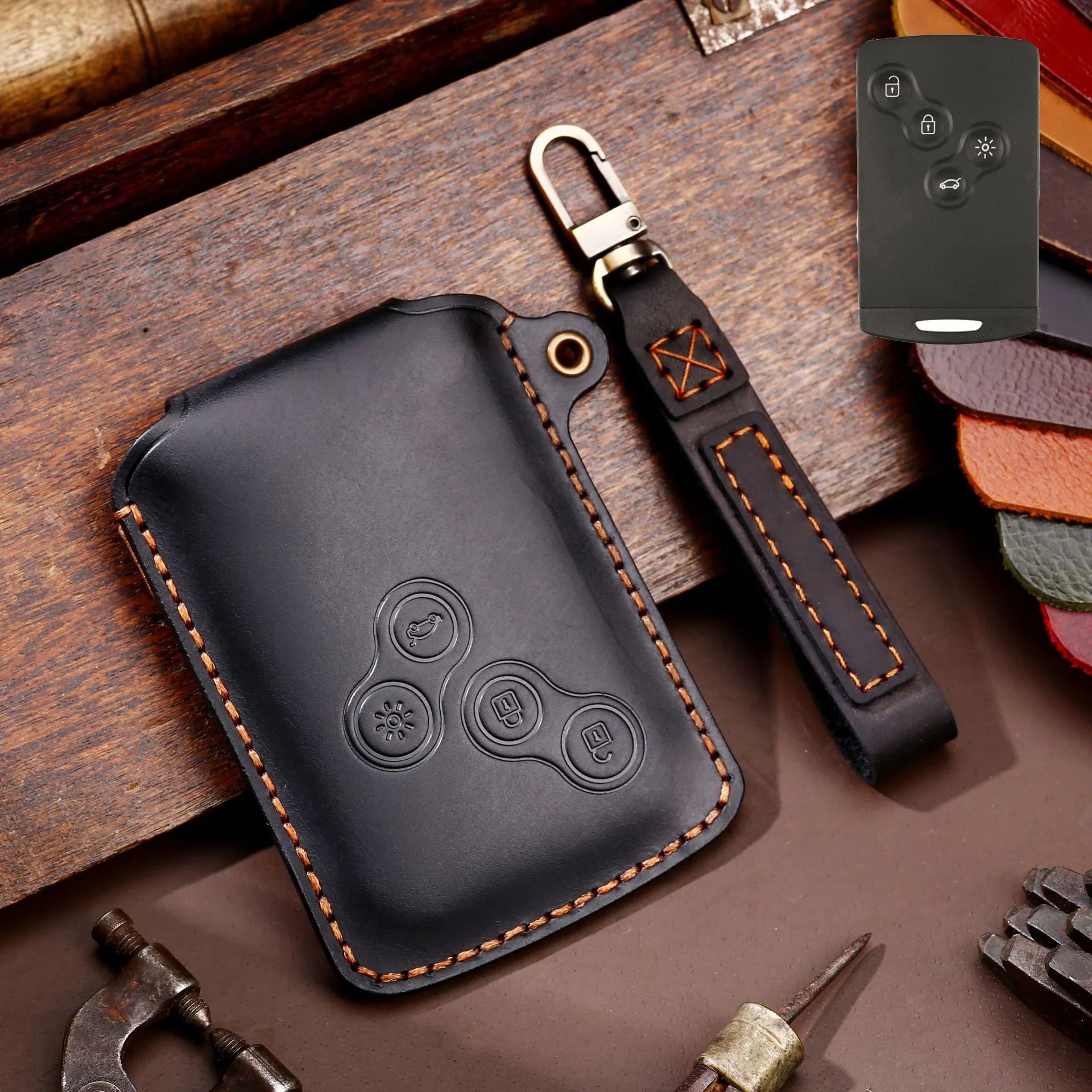 Horse Leather Car Crazy Key Case Cover For Renault ddmysmile Duster Kaptur Clio Captur Logan Megane 2 3 Laguna Fluence Zoe Koleos Scenic D Smile