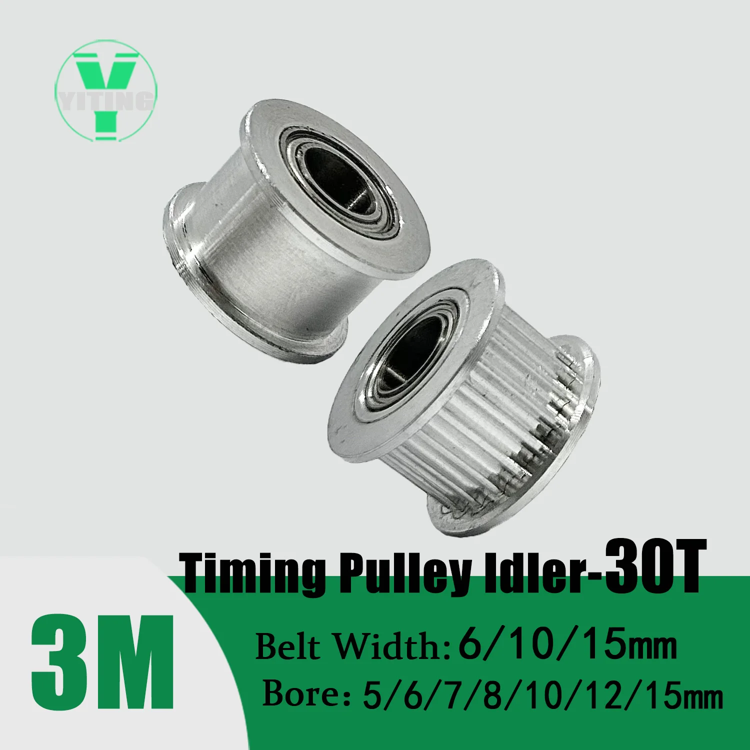 HTD3M Timing Pulley 30teeth Idler Gear with Bearing Belt Width 6/10/15mm Bore 5/6/7/8/10/12/15mm wheel Belt Pulley