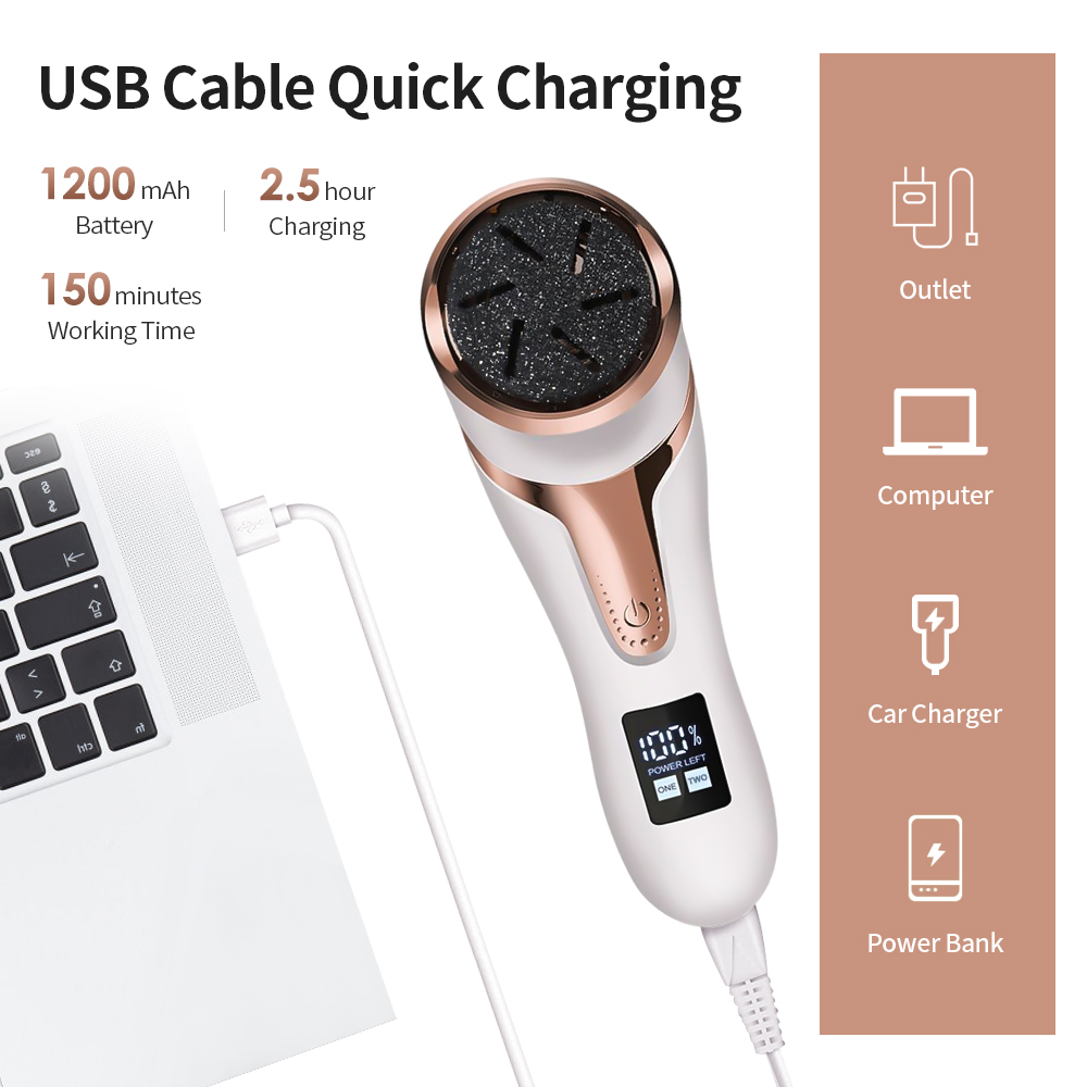 Electronic Foot Files Foot Callus Remover Foot Care Tool For Dead Hard Skin Rechargeable Pedicure Feet Tools With 3 Heads