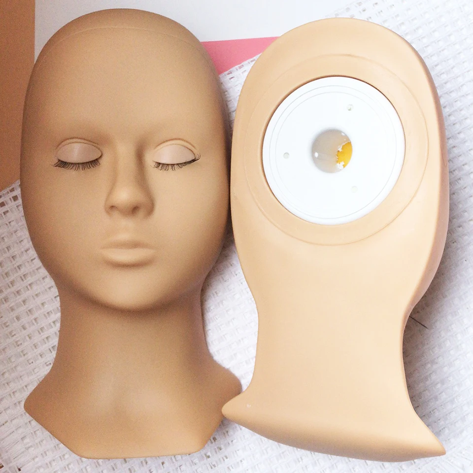 New Head Replacement Mannequin Eyelids Silicone Practice False Eyelash Extensions Makeup Model Massage Training Sets 3 Colors smile