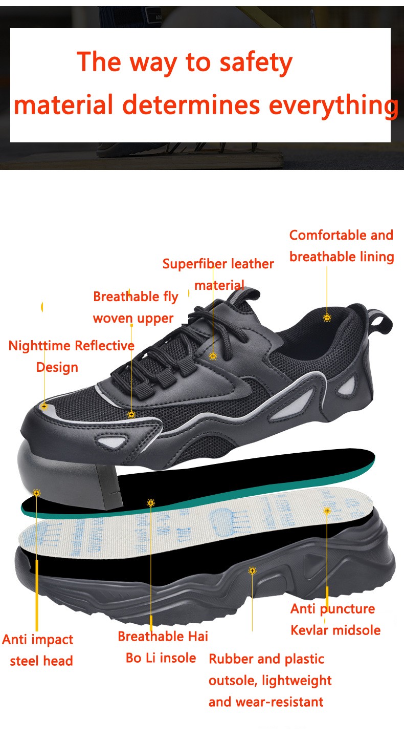 Safety Shoes For Men Anti Impact And Anti Puncture Steel Toe Work Shoes Lightweight Breathable Insulated Protective For Women