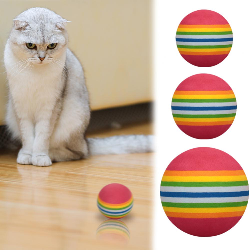5-1PCS Colorful Pet Toy Balls Rainbow Ball Interactive Cat Toys Chewing Rattle Scratch Natural Foam Ball Training Pet Supplies
