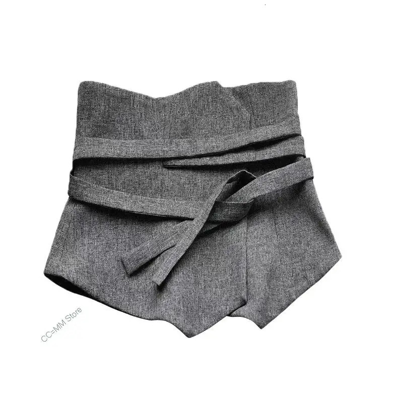 Fashion Corset Belt For Women Solid Drawstring Grey Korea Cummerbunds Irregular Casual Wid Female 240326