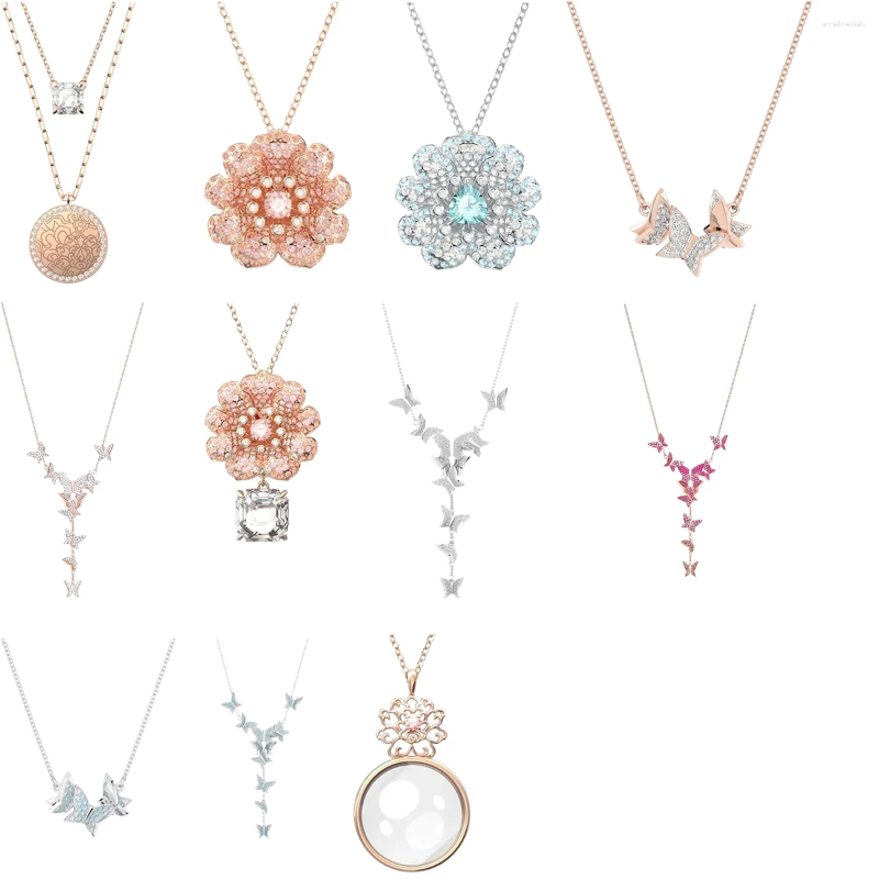 Pendants 2024 Novel And High Quality Luxurious Ladies Exquisite S925 Silver Flower Butterfly Decorative Diamond Necklace Jewelry