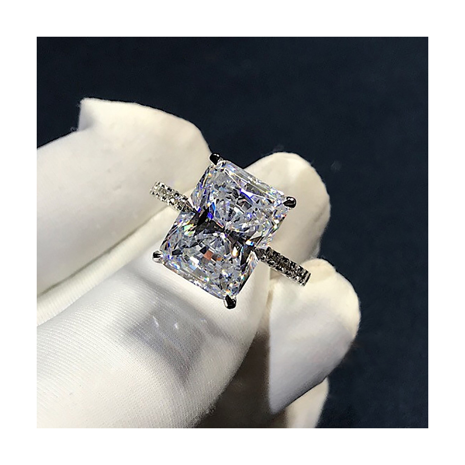 Top quality Cut 3ct Lab Square Mossen Diamond Ring 925 sterling silver Engagement Wedding band moissanite Rings for Women Bridal Party Jewelry gift