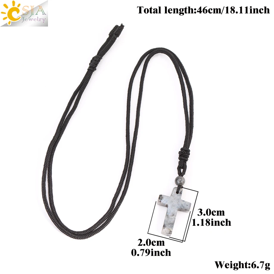 Stone CSJA Cross Natural Pendant Necklace for Man Healing Tiger Eye Amethysts Crystal Necklaces for Women Jewelry Gift H254 smile