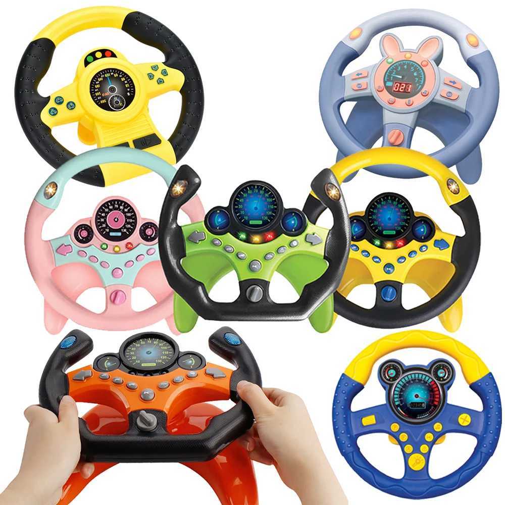 Electric simulation steering wheel toy with light and sound for childrens education co driver childrens car toy vocal toy gift W241109
