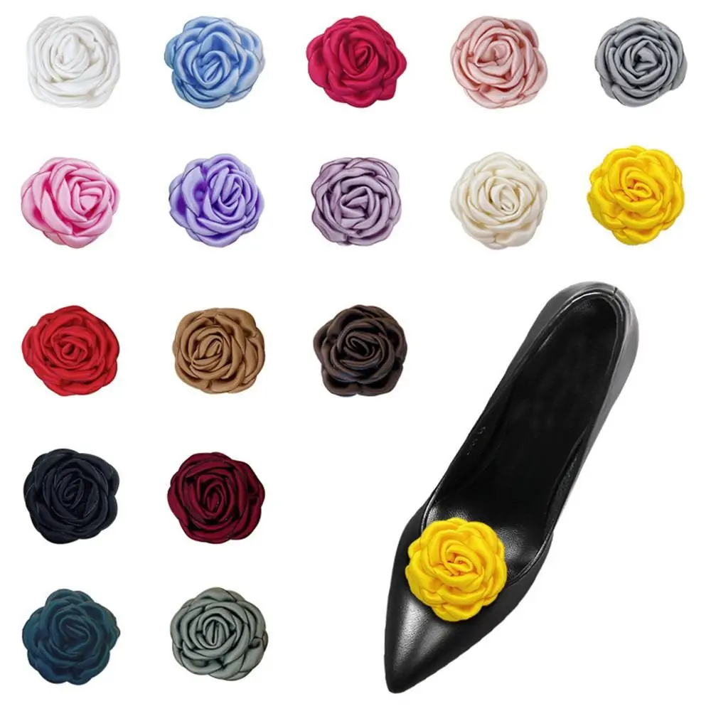 2pcs Women High new Heel Wedding Women Bride Shoe 2025 Decorations Soft Flower Charm Buckle Shoe Clip Shoe Embellishment
