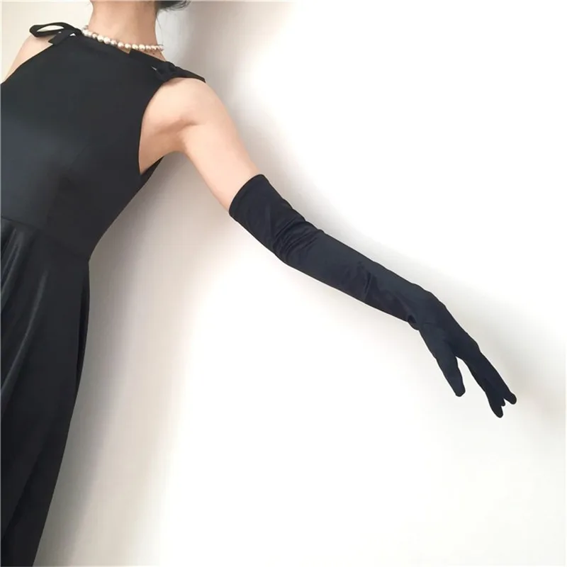 1 Pair Women's Evening Party Formal Gloves Solid Color Satin Long Finger Mittens Fore new 2025 vents Activities Red White Color