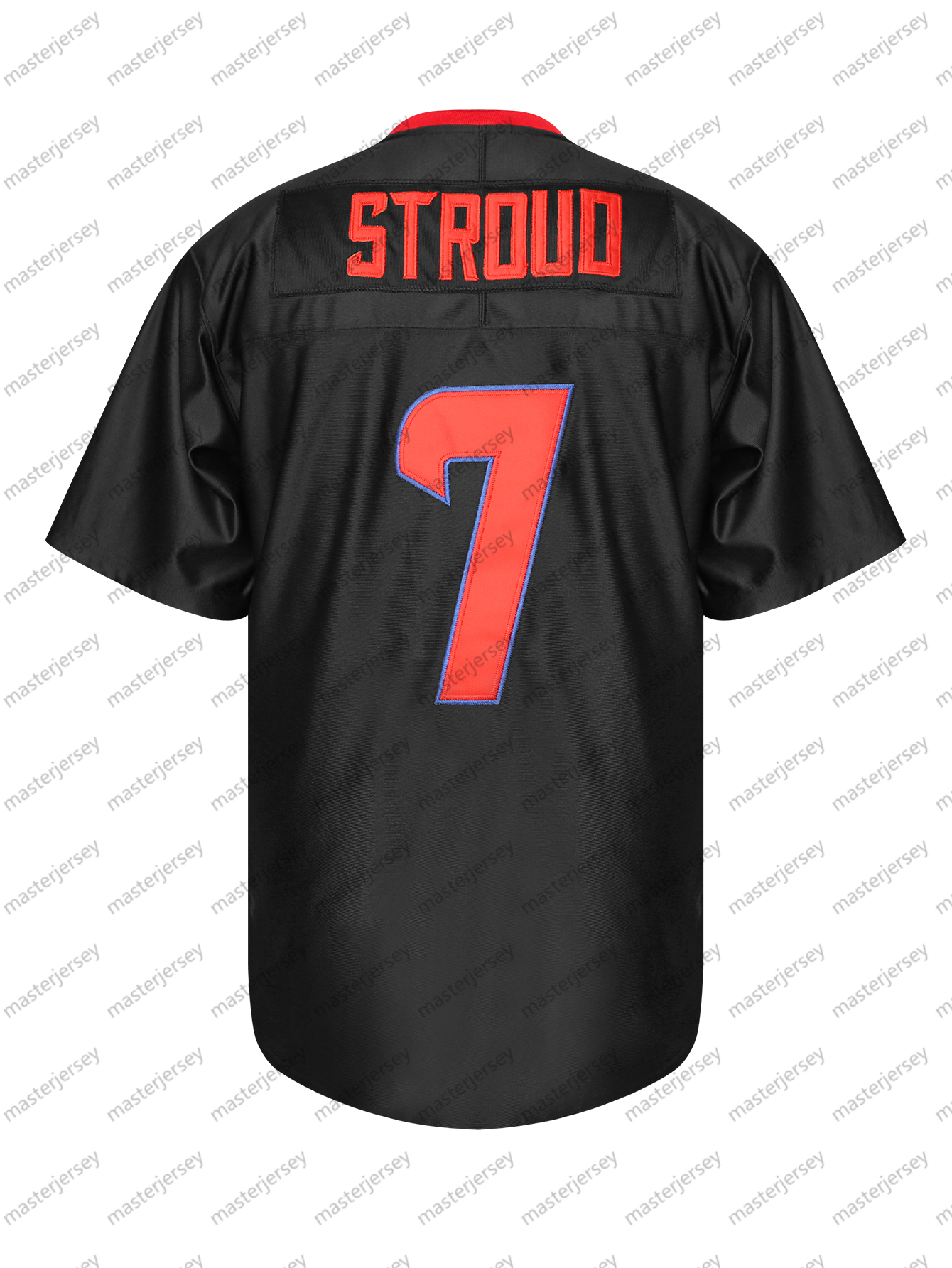#7 CJ STROUD Comfy V-Neck Football Jerseys Men Mesh Embroidery for Training and Competition Breathable Moisture-Wicking Short Sleeve Top for Active je