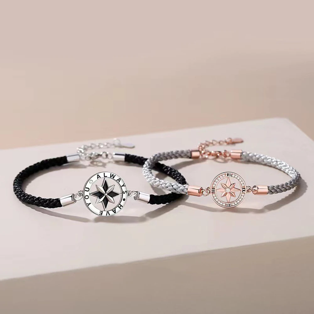 Pair Awn A Eight Star Couple Bracelets for Lovers Handmade Woven Charm Bracelet Matching Couple Stuff Boyfriend Gift smile