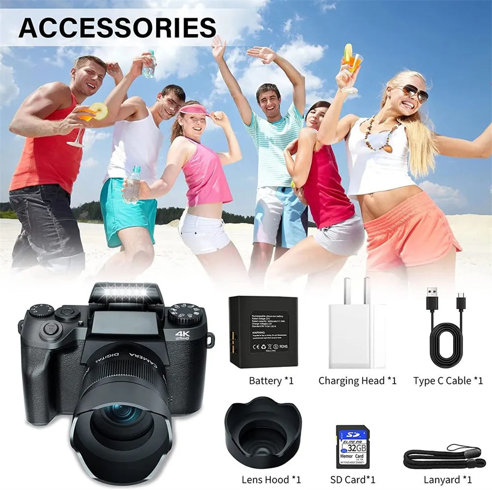 Auto Focus 64MP Digital Camera SLR DSLR For Pography 4K 60FPS Vlog Camcorder 40 Inch Touch Screen Livestream Webcam 240407