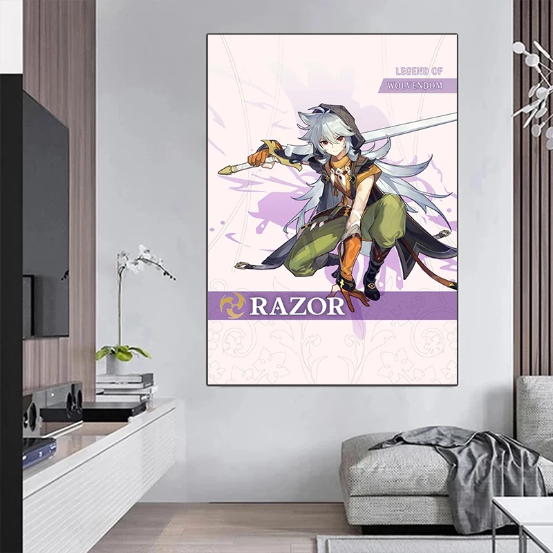 Impact Poster Game Genshin Characters Xiao Klee Mona Ganyu Canvas Painting Print Wall Picture Living Room Home Decor Cuadros smile