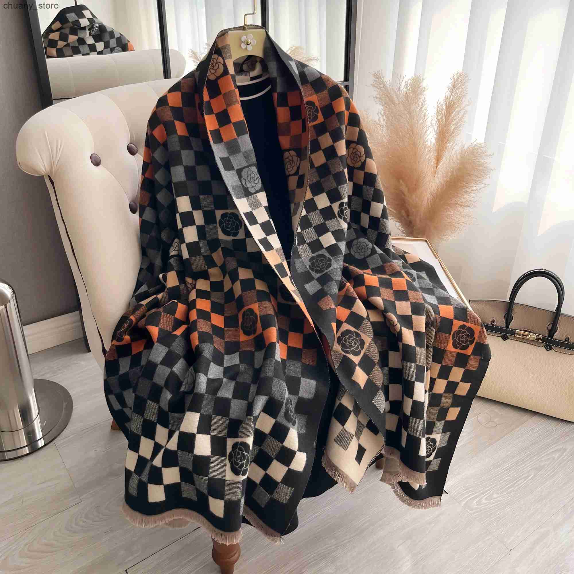 Scarves Latest Women Fashionable Pashmina Jacquard Versatile Thickened Warm Scarf Shawl Daily Wear For Air Conditioning Environment L240910