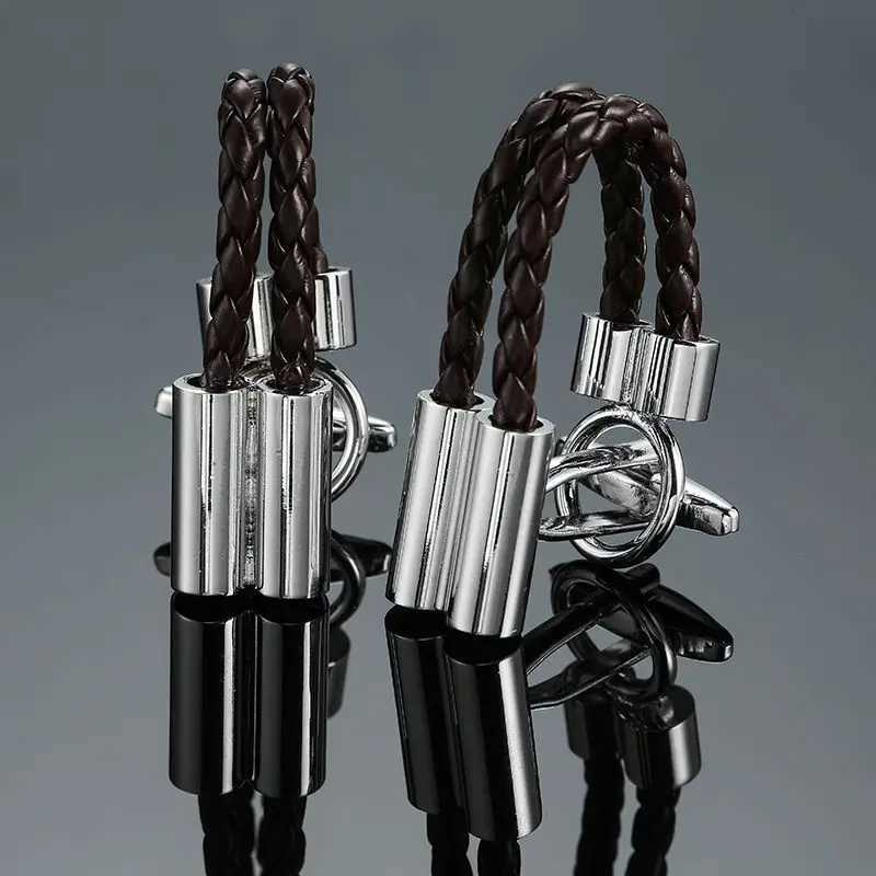 Factory direct sales wholesale French shirt cuffs cufflinks mens fashion brand double leather W241109