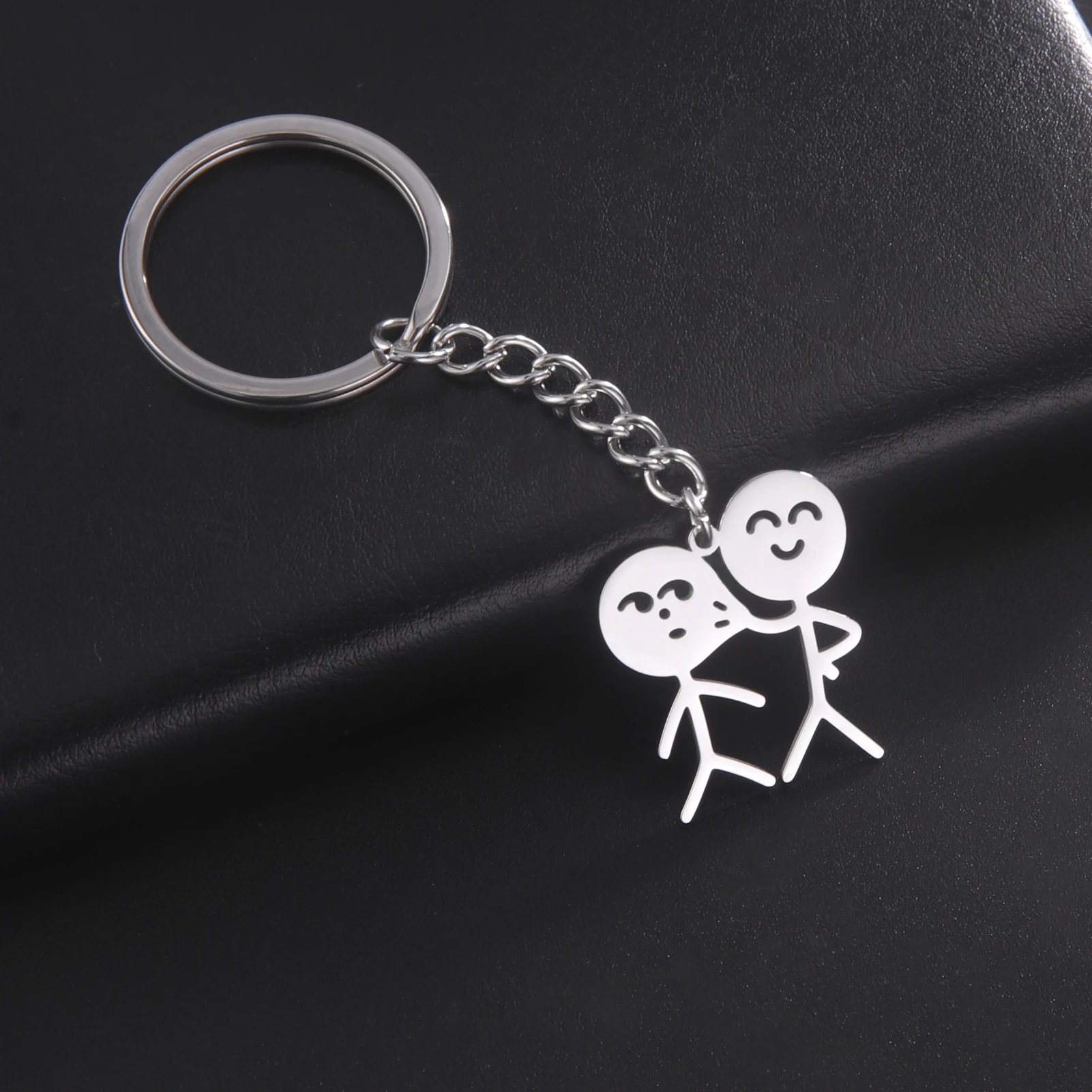 Akimbo Pinched Personality Creative Face Little Man Pendant Keychain For Women Men Car Bag Charm Pendant Keyrings Couple Gift smile