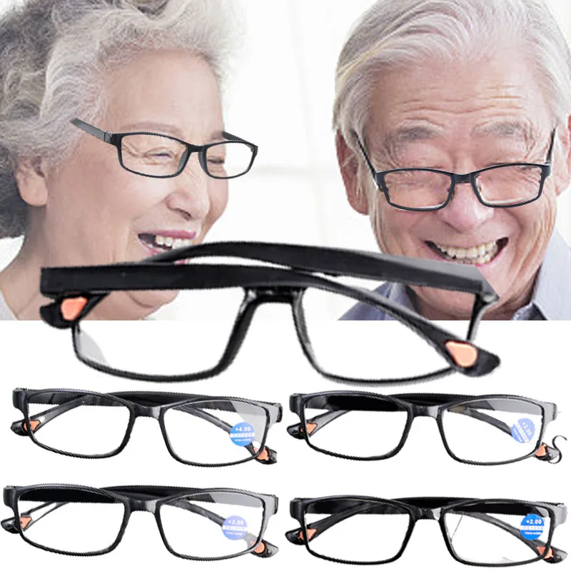 Aged Men Women Reading Glasses Sports Anti-blue Light Reading Eyewear Black Red Frame Presbyopia Eyeglasses +100 To+400 Glasses