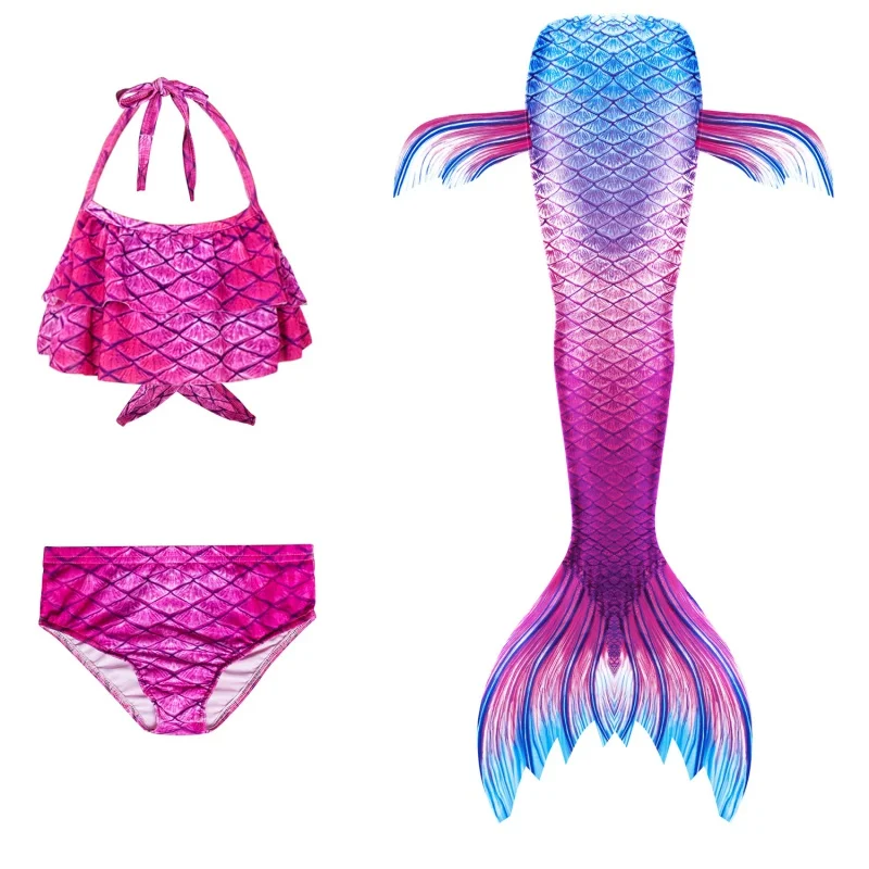 Mermaid Kids Girls Swimming Tail Costume Cosplay Children Swimsuit Fantasy Beach Bikini Can Add Monofin Fin smile