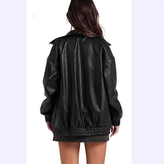 shanshi leather jacket women Leather Jacket Women's Artificial Oversized Motorcycle Pilot Coat for Autumn