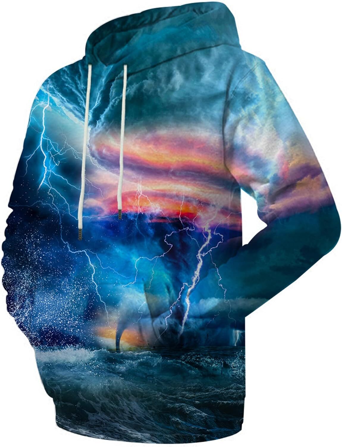 Hoodie for Mens Womens Unisex Realistic 3D Print Galaxy Pullover Hooded Sweatshirt Hoodies with Big Pockets Graphic Cool Blue