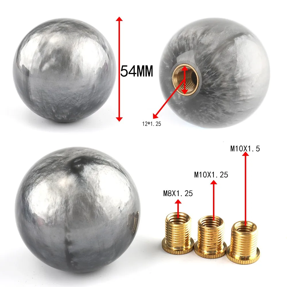 Marble Round Cloud Universal Ball Gear Shift Knob Manual Gear Stick Shift Shifter Lever Knob With Adapters Car Accessories smile