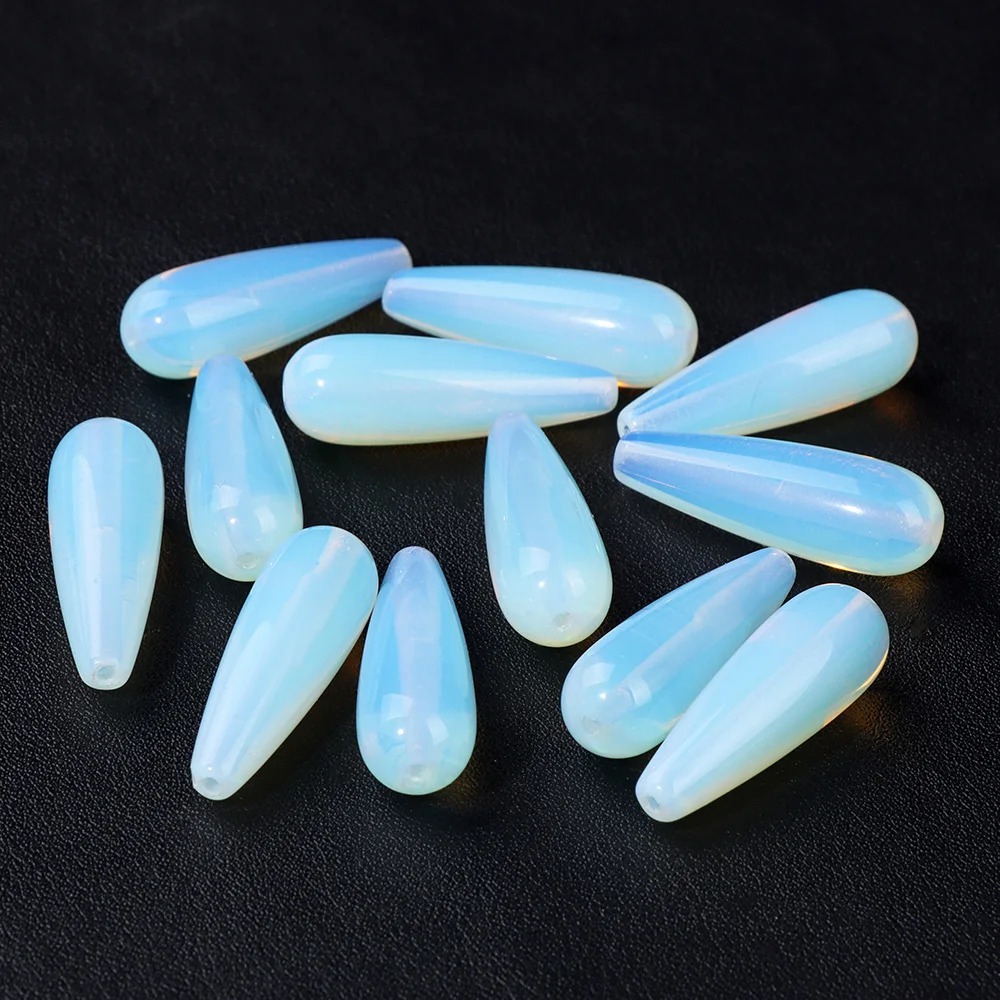 Natural Water Drop Stone Bead 10x30mm Chalcedony Amethysts Agates Loose Spacer Charms Bead For DIY Bracelet Earrings Accessories