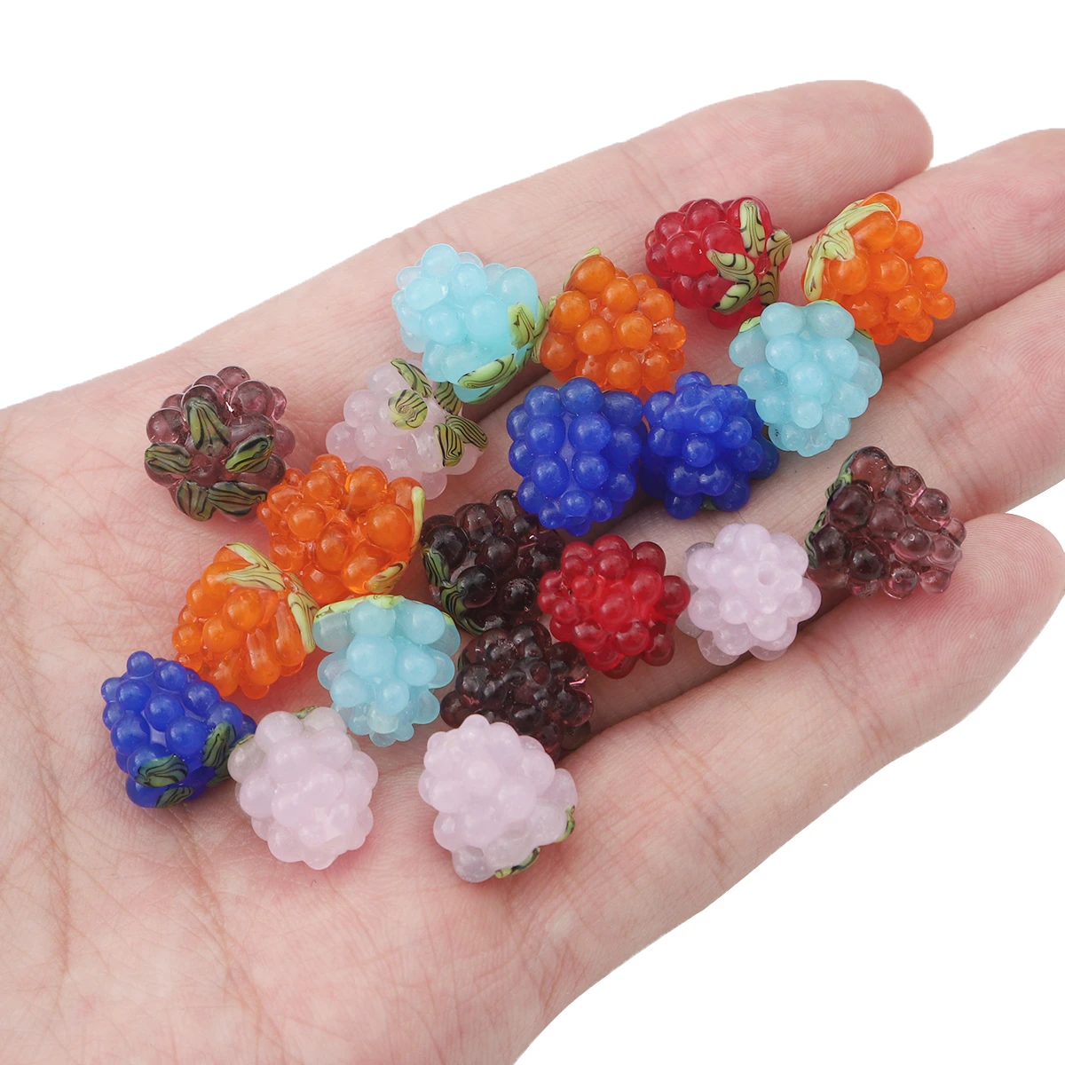 1Pcs 12x11mm Exquisite Grape Lampwork Glass Beads Fruit Multicolor Spacer Beads for Women Necklace Earring DIY Jewelry Making