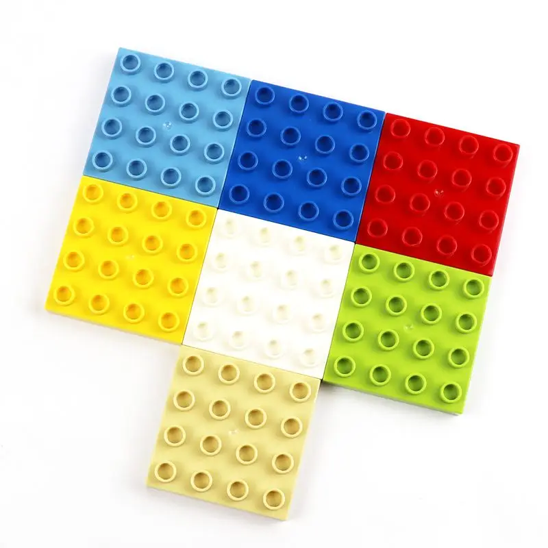 4 Plate 4 x Building Blocks Big Size Two-sided Baseplate Compatible with Lego Duplo Bricks MOC Children Birthday Toys smile