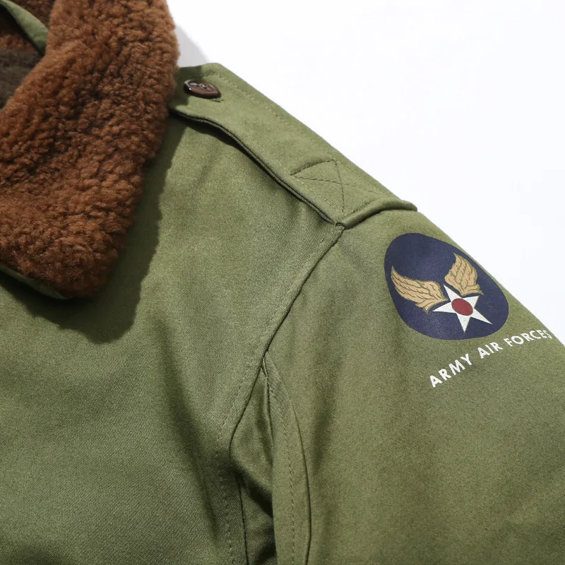 Bomber Jacket Winter Vintage Men US Army Air Force B10 Flight Jackets Thick Wool Fleece Fur Warm Coats ddmysmile Uniform Smile