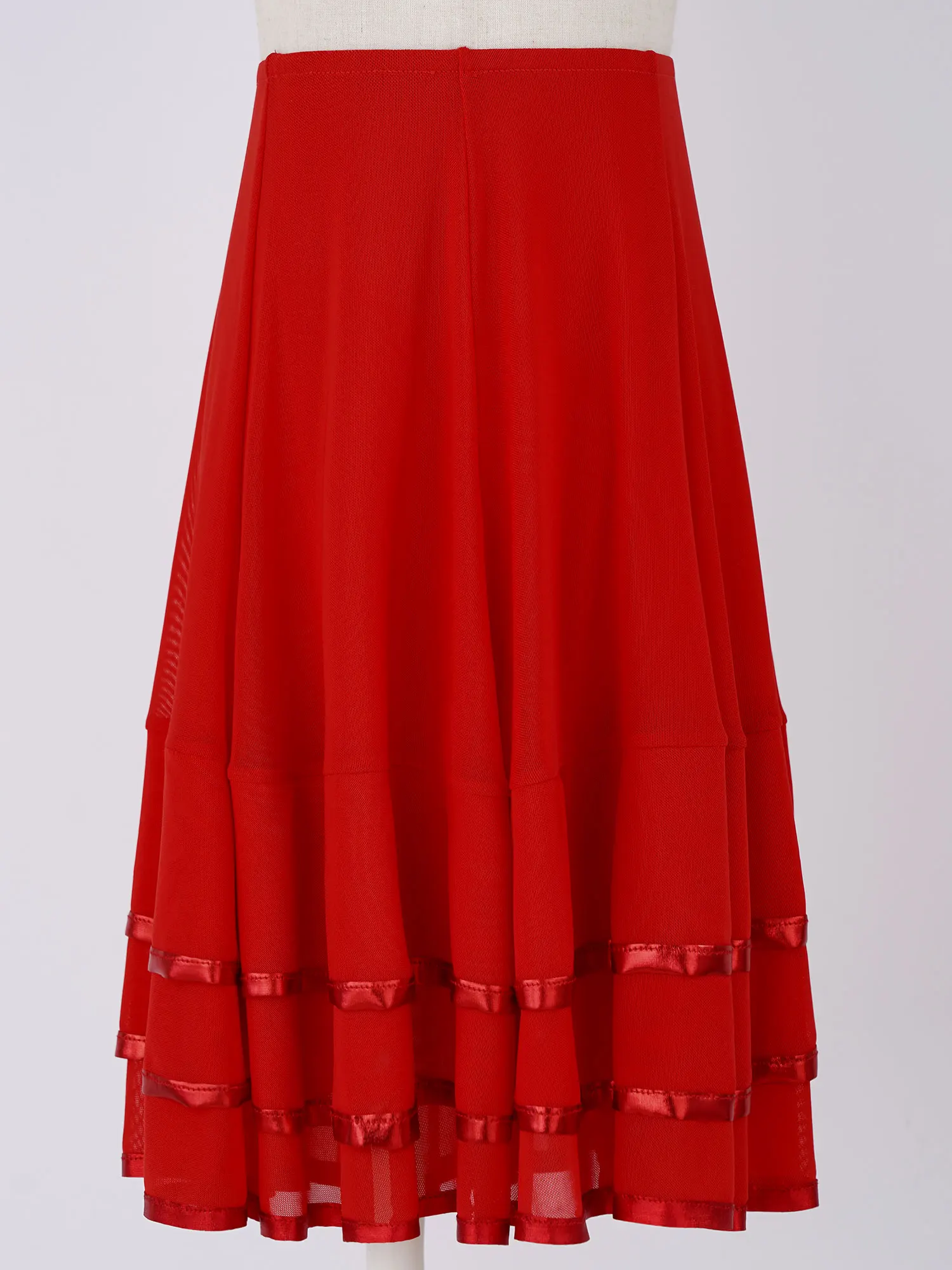 Latin Elegant Ballroom Dance Flamenco Dance Skirt for Kids Girls Ballet Dance Skirt for Gymnastics Workout Practice Leotard smile