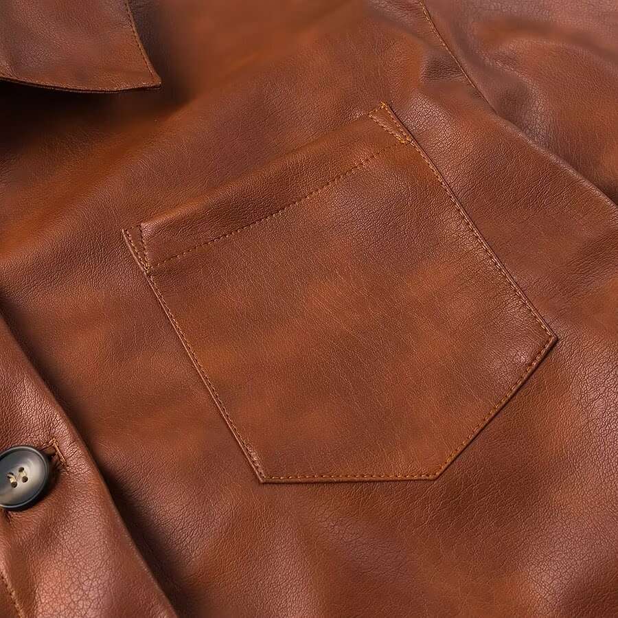 shanshi leather jacket women autumn fashion new item brown temperament long sleeved PU women's leather jacket