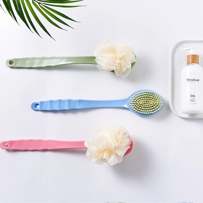 Long-handled Scrubbing Artifact Brush Bath Scrubbing Towel Household Bathroom Supplies Soft Hair Bathing Back Scrubbing Brush smile