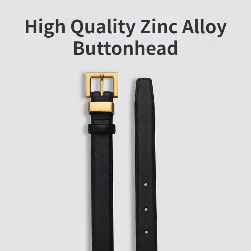 Fashionable leather square gold buckle strap high-end minimalist jeans clothing accessories luxury designer badge strap X2411091