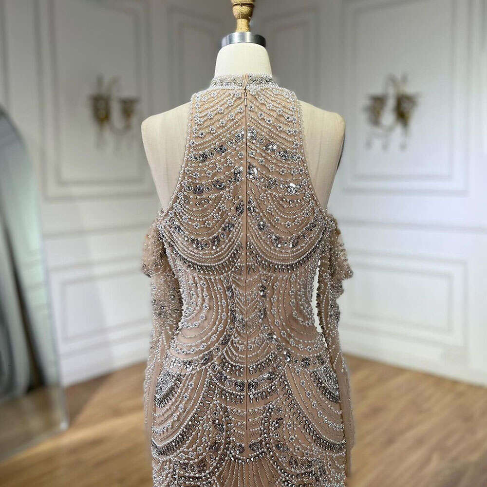 Hill Arabia Serene Nude Mermaid Elegant Evening Dress Gowns With Pearls Beaded For Formal Ocn LA A Customized Mal