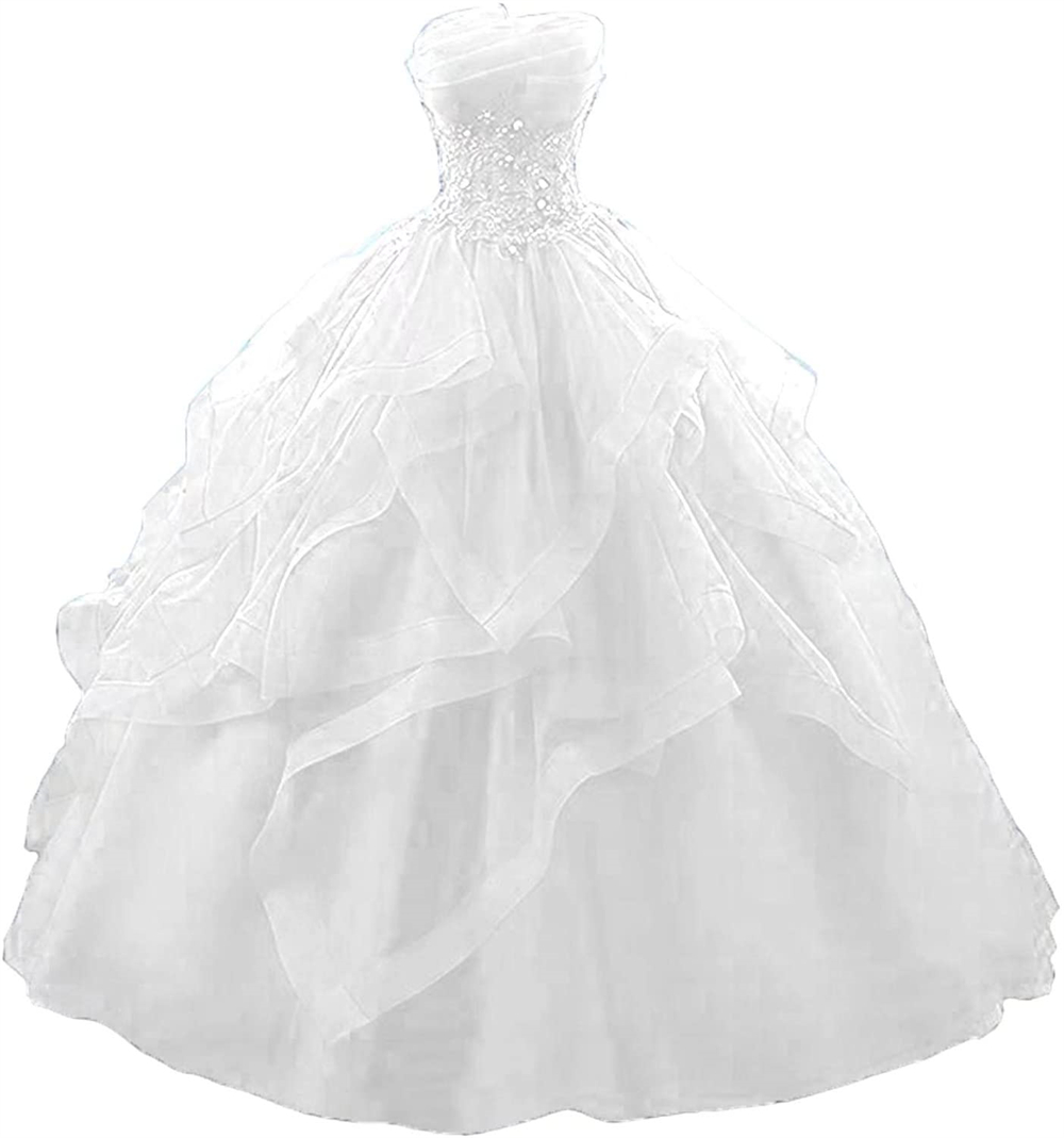 Ball Gown Princess Quinceanera Dresses Sequins Crystal Appliques Plus Size Tulle Lace-up Strapless Sweet 16 Princess Party Birthday Vestidos De 15 Ano