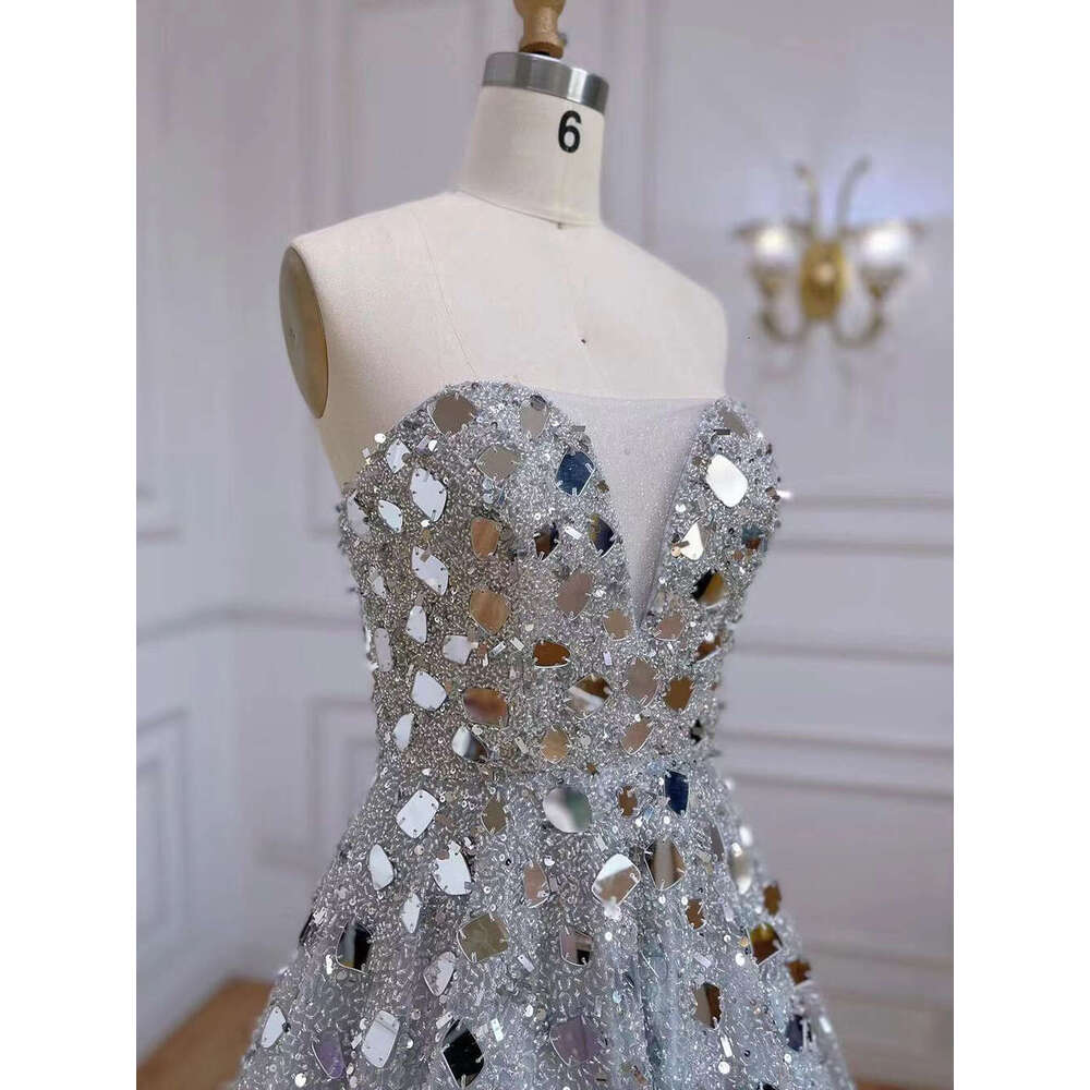 Grey Serene Hill A-E Elegant Evening Dress Off The Shoulder Beaded Crystal Sequins For Party La71644 Customized