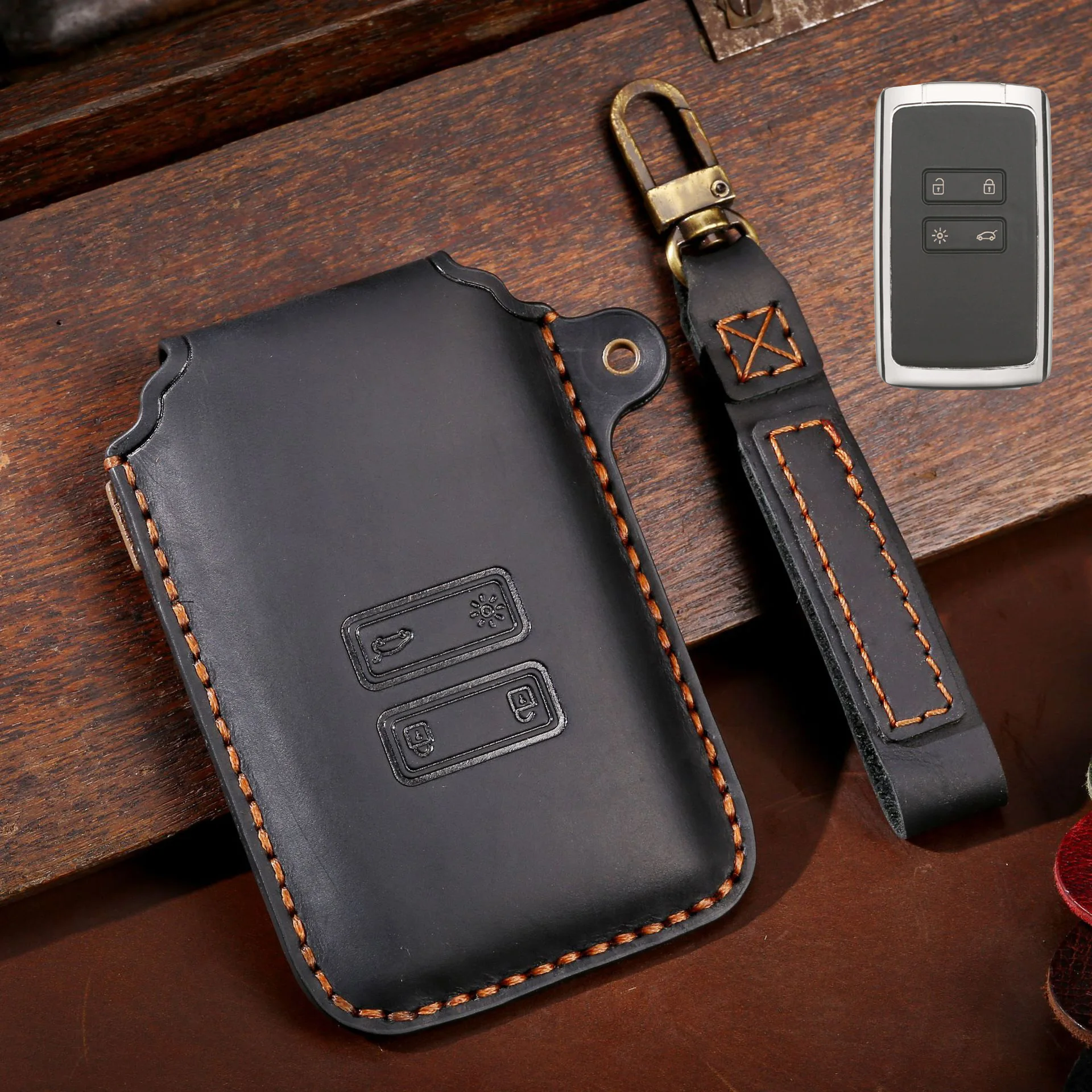 Horse Leather Car Crazy Key Case Cover For Renault ddmysmile Duster Kaptur Clio Captur Logan Megane 2 3 Laguna Fluence Zoe Koleos Scenic D Smile