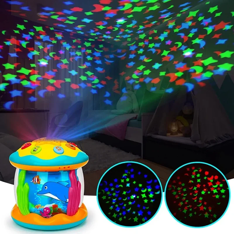 Baby Toy Musical Instrument Babies Ocean Light Rotary Projector Kids Montessori Early Educational Sensory Toys for Toddler Gifts