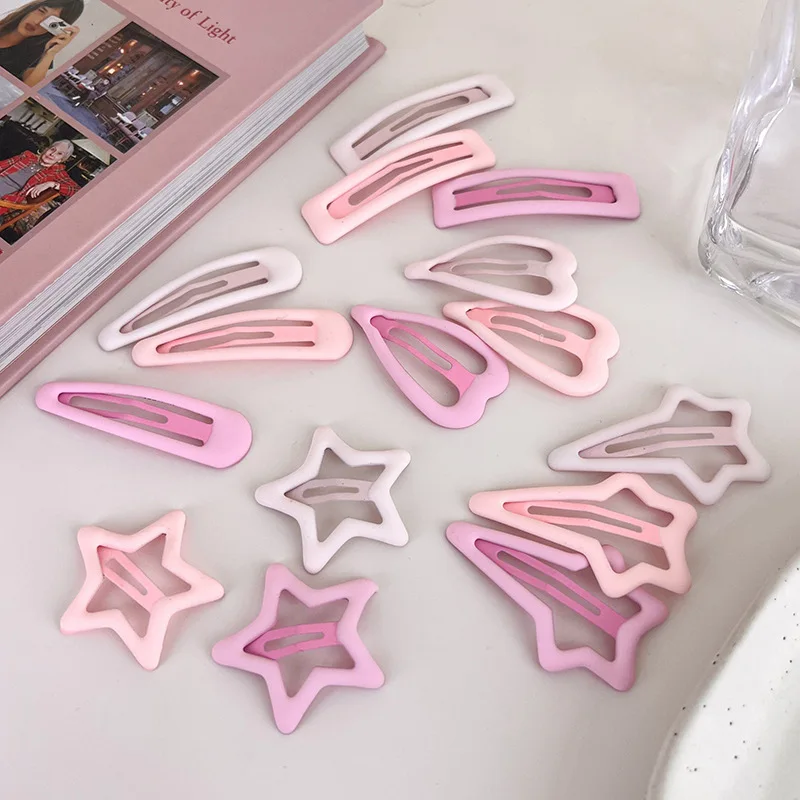 Pink Star UXSL Gradient Hair Clip For Womens Girls Sweet Side Clip Hairpin Hair Decorate Alloys Barrettes Child Hair Accessories smile
